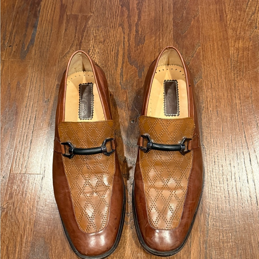 Franco Cuadra Brown Tan Leather Slip-On Loafers with Horsebit